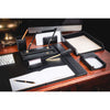 Classic Black Leather 8pc Desk Set, Gold Accent