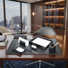 Classic Black Leather 8pc Desk Set, Gold Accent