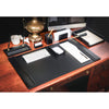 Classic Black Leather 8pc Desk Set, Gold Accent