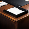 Classic Black Leather 8pc Desk Set, Gold Accent