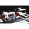 Black Leather 10pc Desk Set, Gold Accent