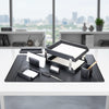 Classic Black Leather 10pc Desk Set, Silver Accent