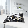 Black Leather 11-Piece Desk Set, Gold Accent