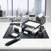Classic Black Leather 11pc Desk Set, Silver Accent