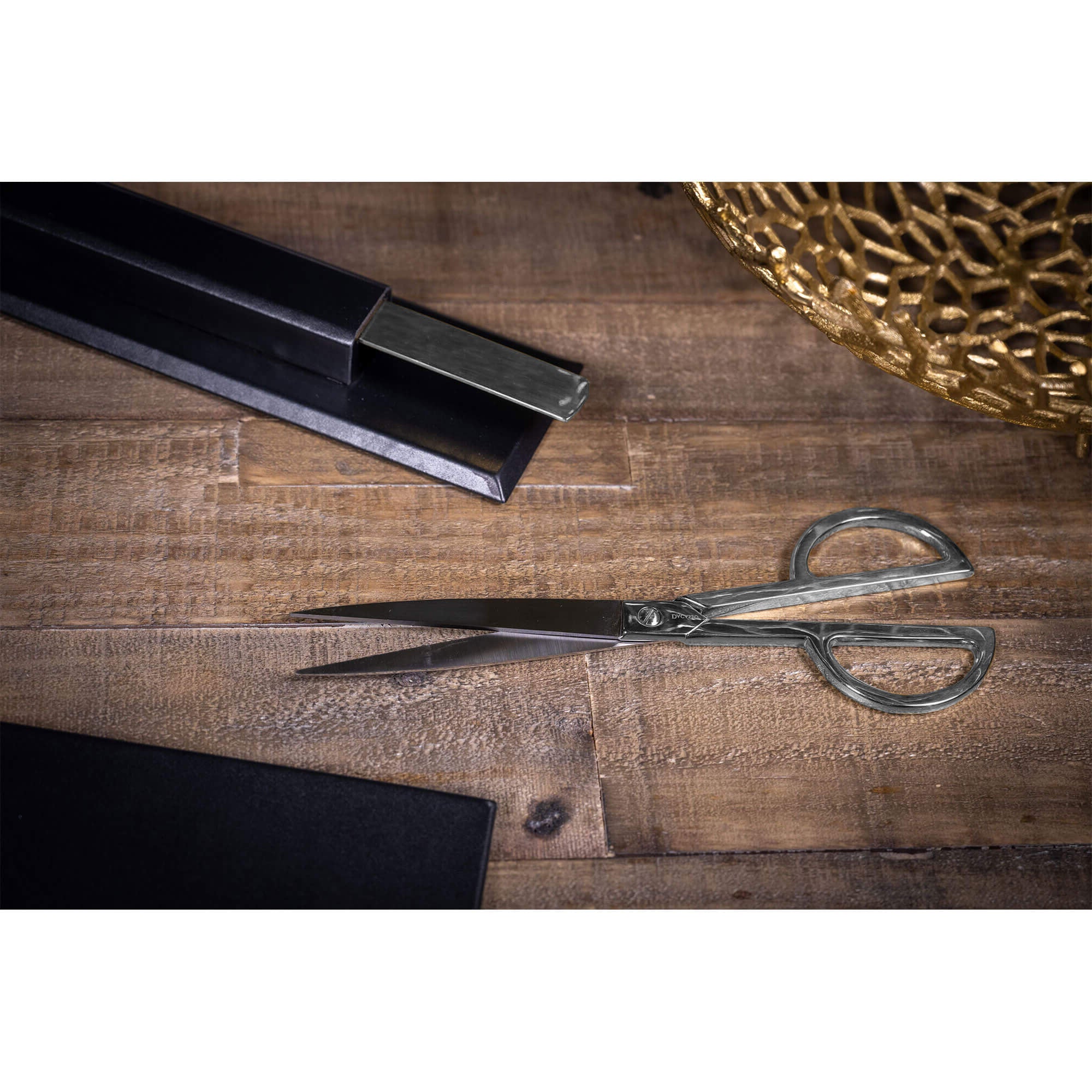 Classic Black Leather 11pc Desk Set, Silver Accent