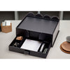 10 Seat Black Leatherette Conference Room Set w/ Round Coasters and Drawer Holder