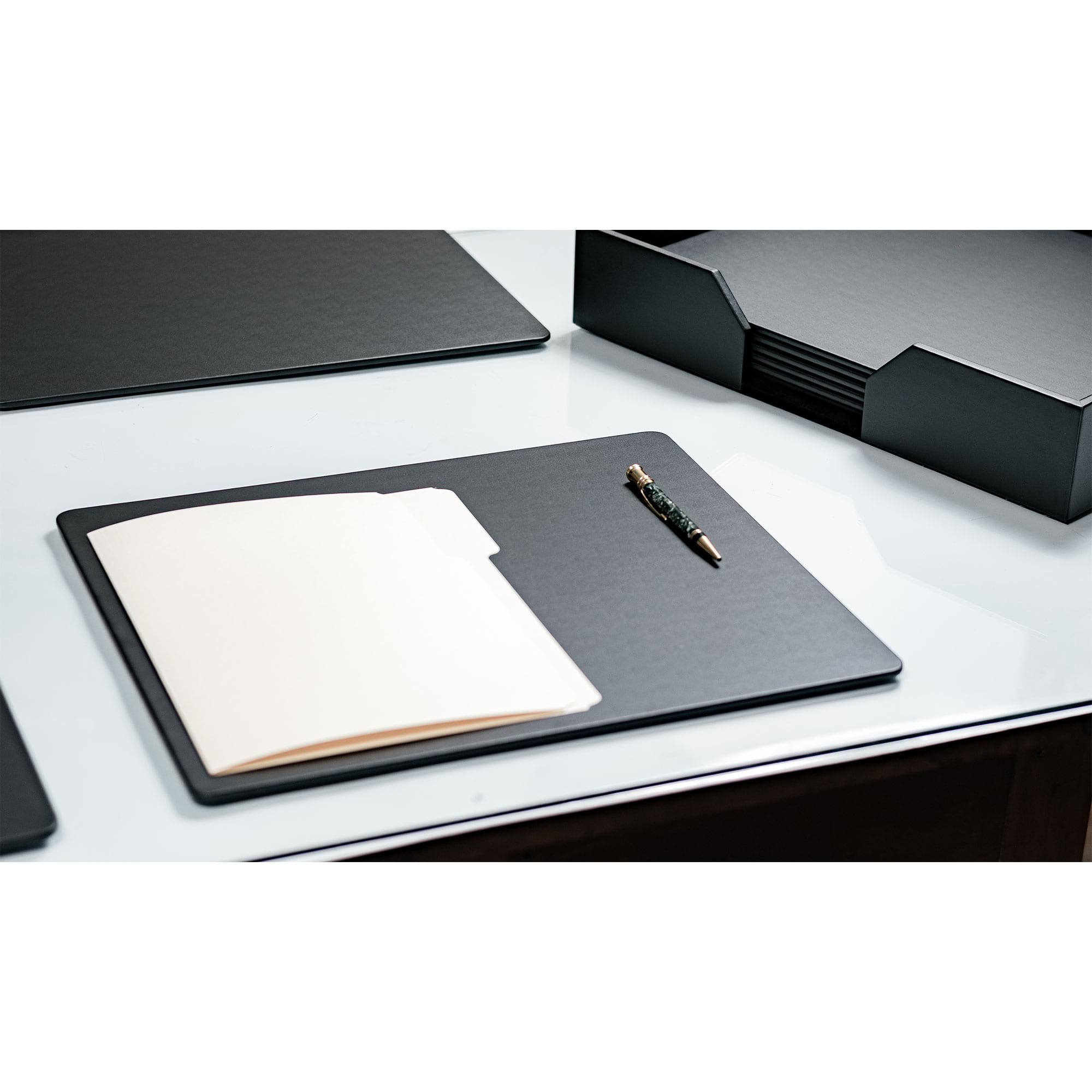 10 Seat Black Leatherette Conference Room Set, 17 x 14 Size Pads