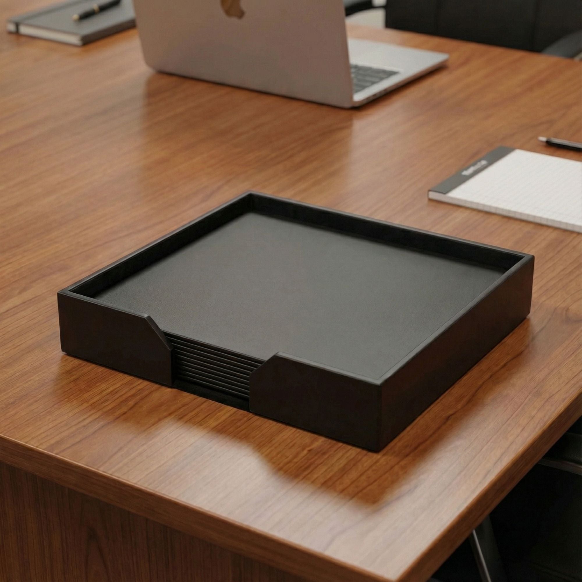 10 Seat Black Leatherette Conference Room Set, 17 x 14 Size Pads