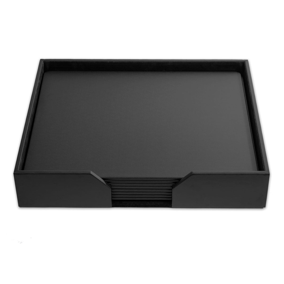 8 Seat Black Leatherette Conference Room Set, 17 x 14 Size Pads