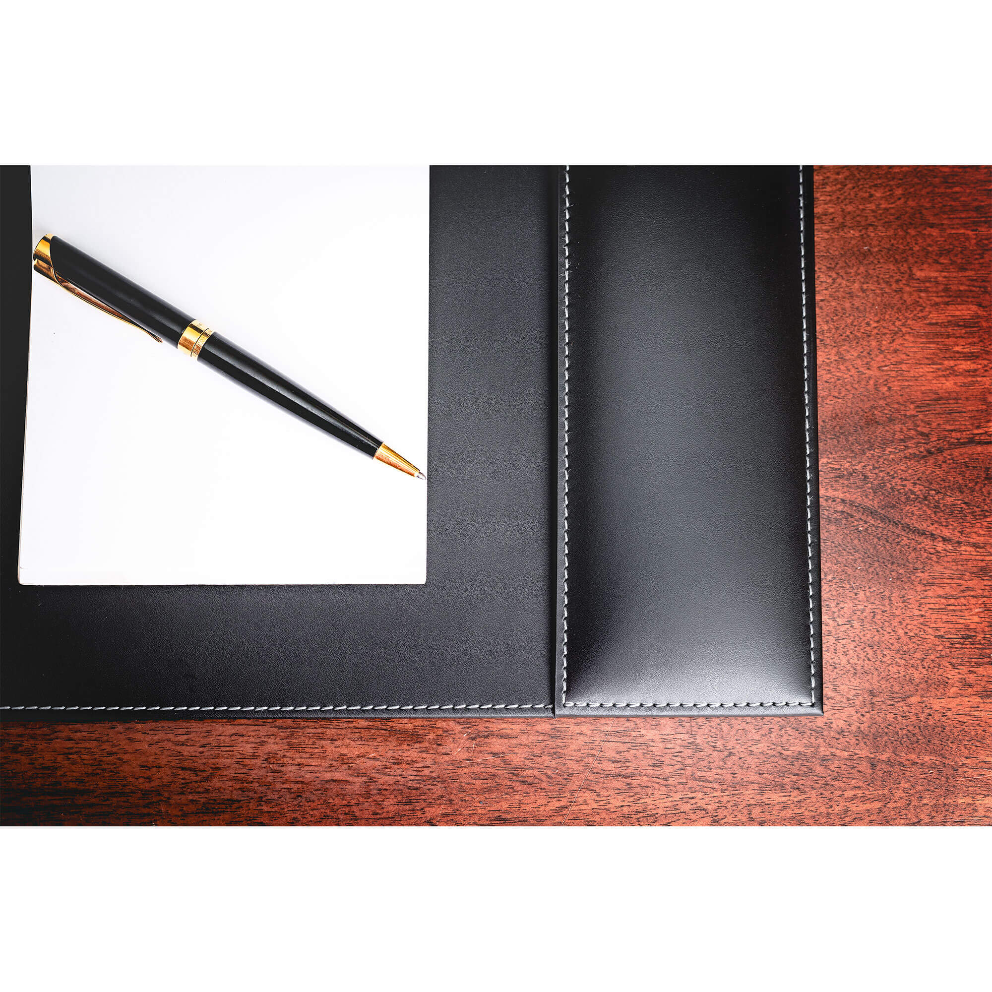 Rustic (Onyx) Black Leather Desk Set, 3pc