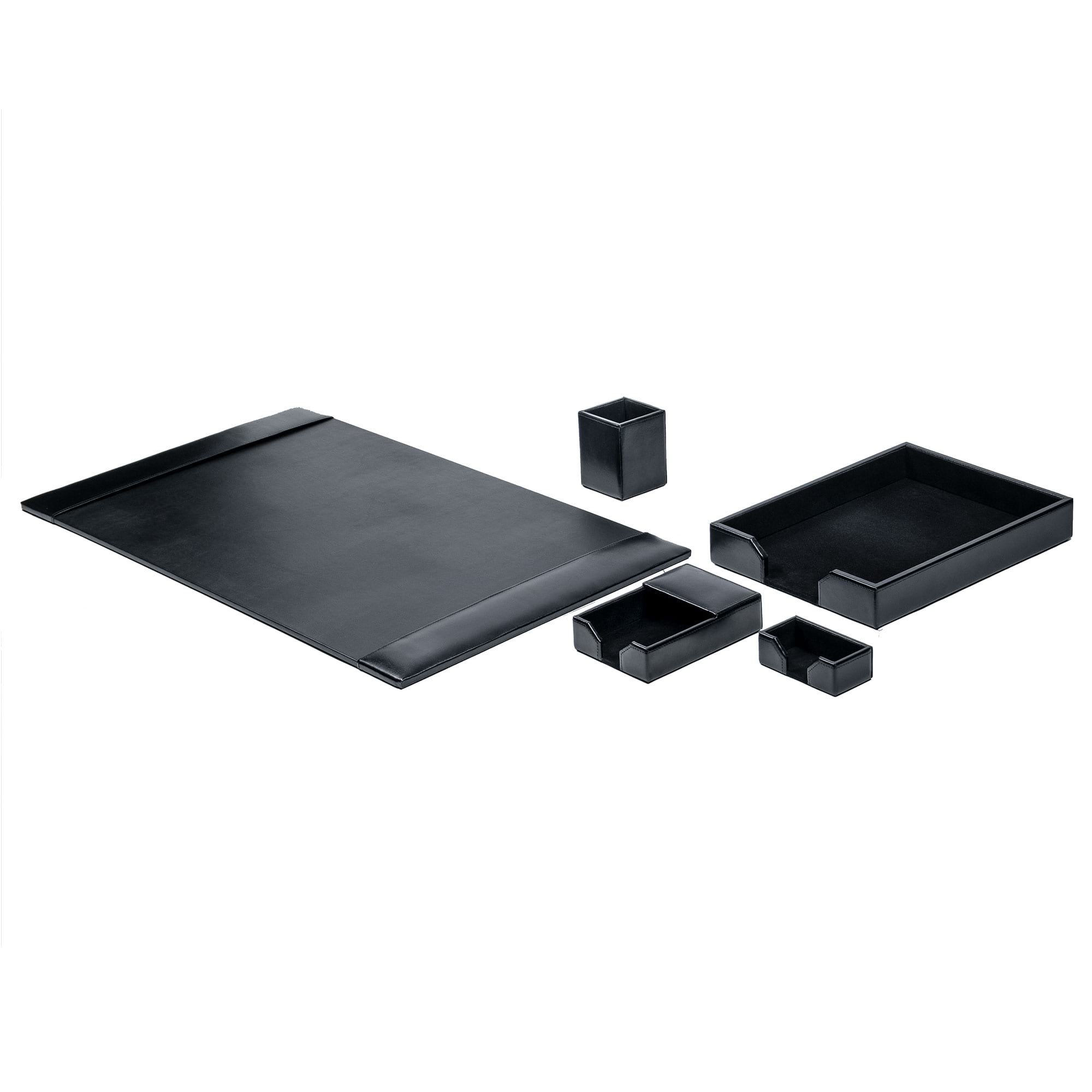 Black Bonded Leather Desk Set, 5pc