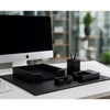 Black Bonded Leather Desk Set, 5pc