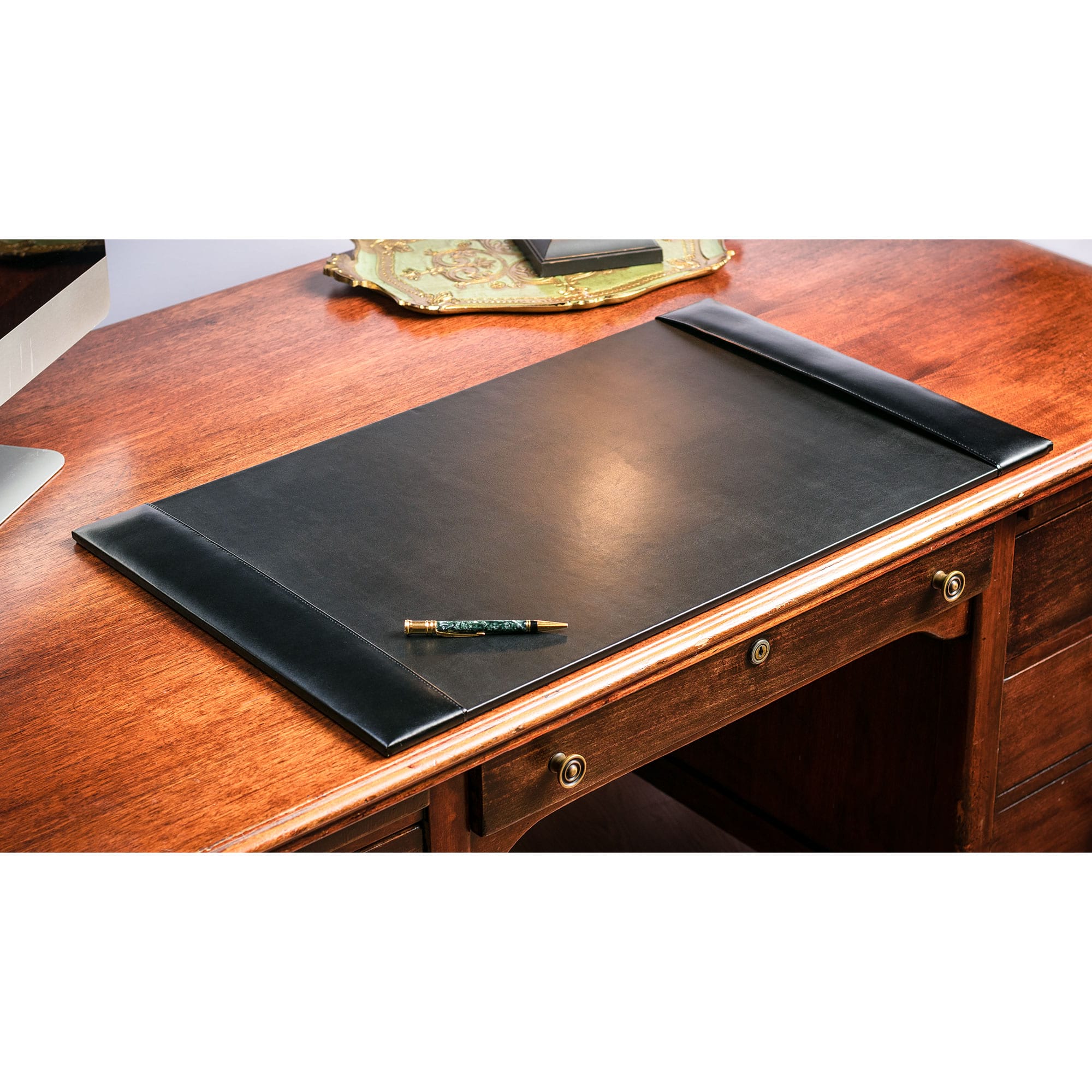 Black Bonded Leather Desk Set, 8pc