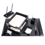Black Bonded Leather Desk Set, 9pc