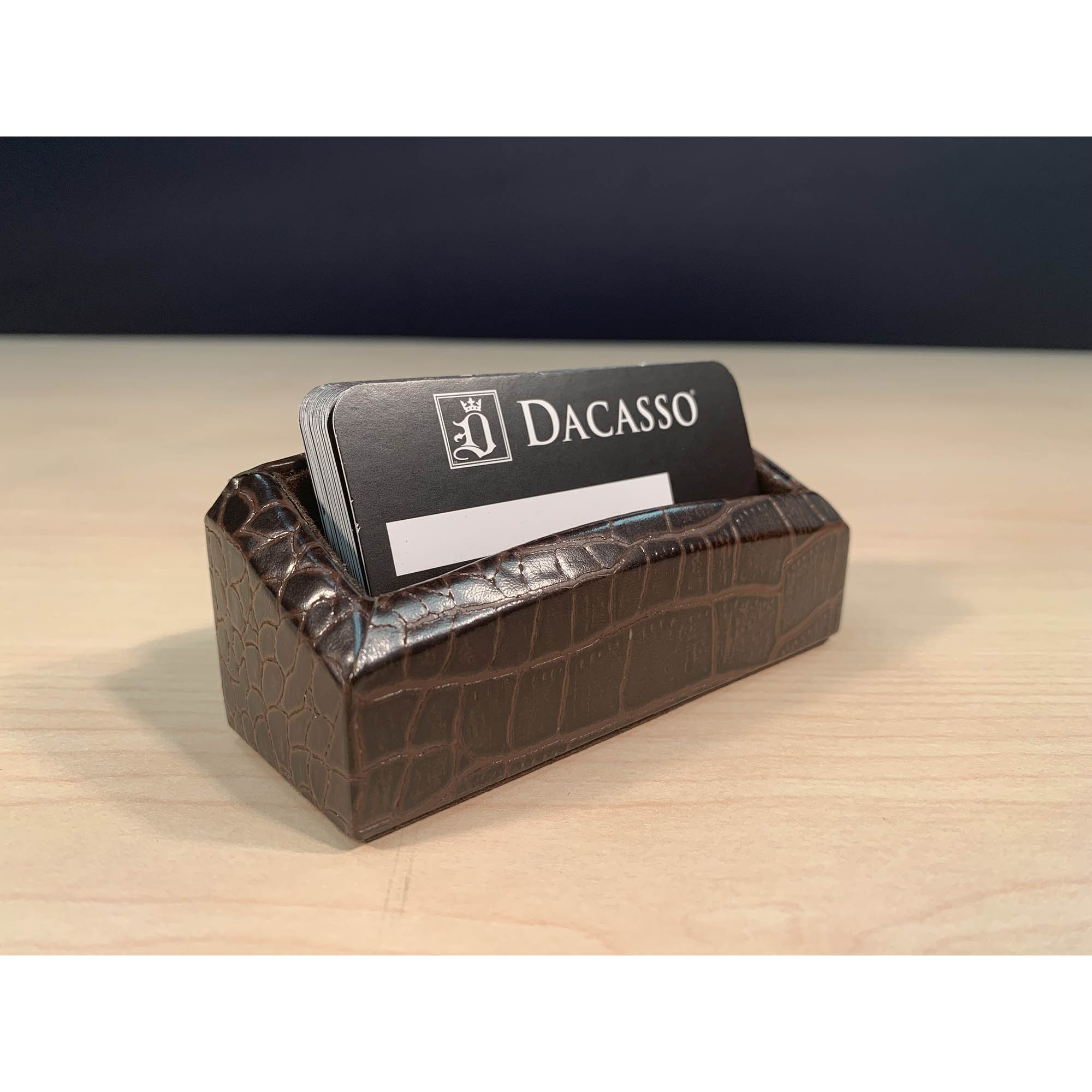 Brown Crocodile Embossed Leather Desk Set, 8pc