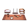 Brown Crocodile Embossed Leather Desk Set, 10pc