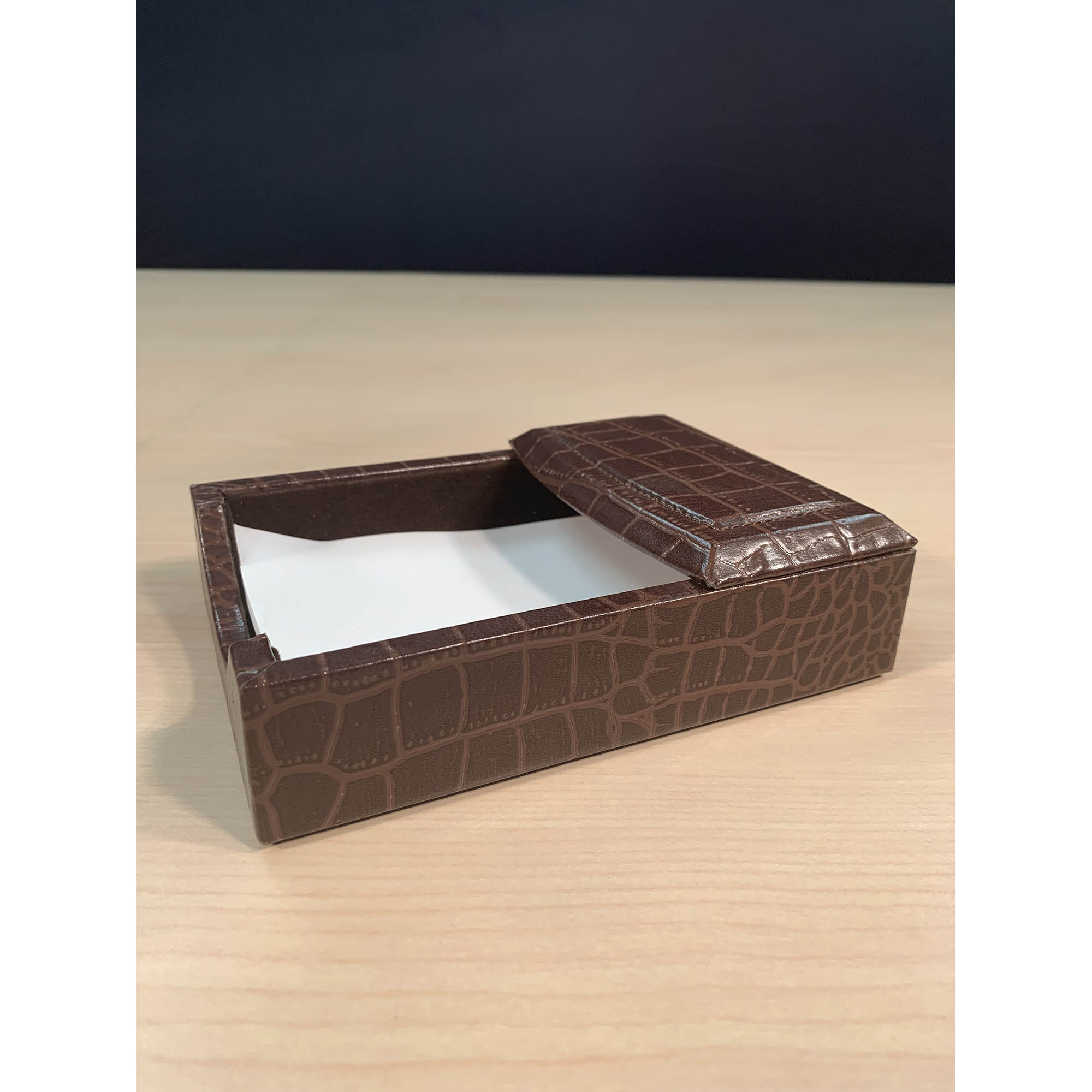 Brown Crocodile Embossed Leather Desk Set, 10pc