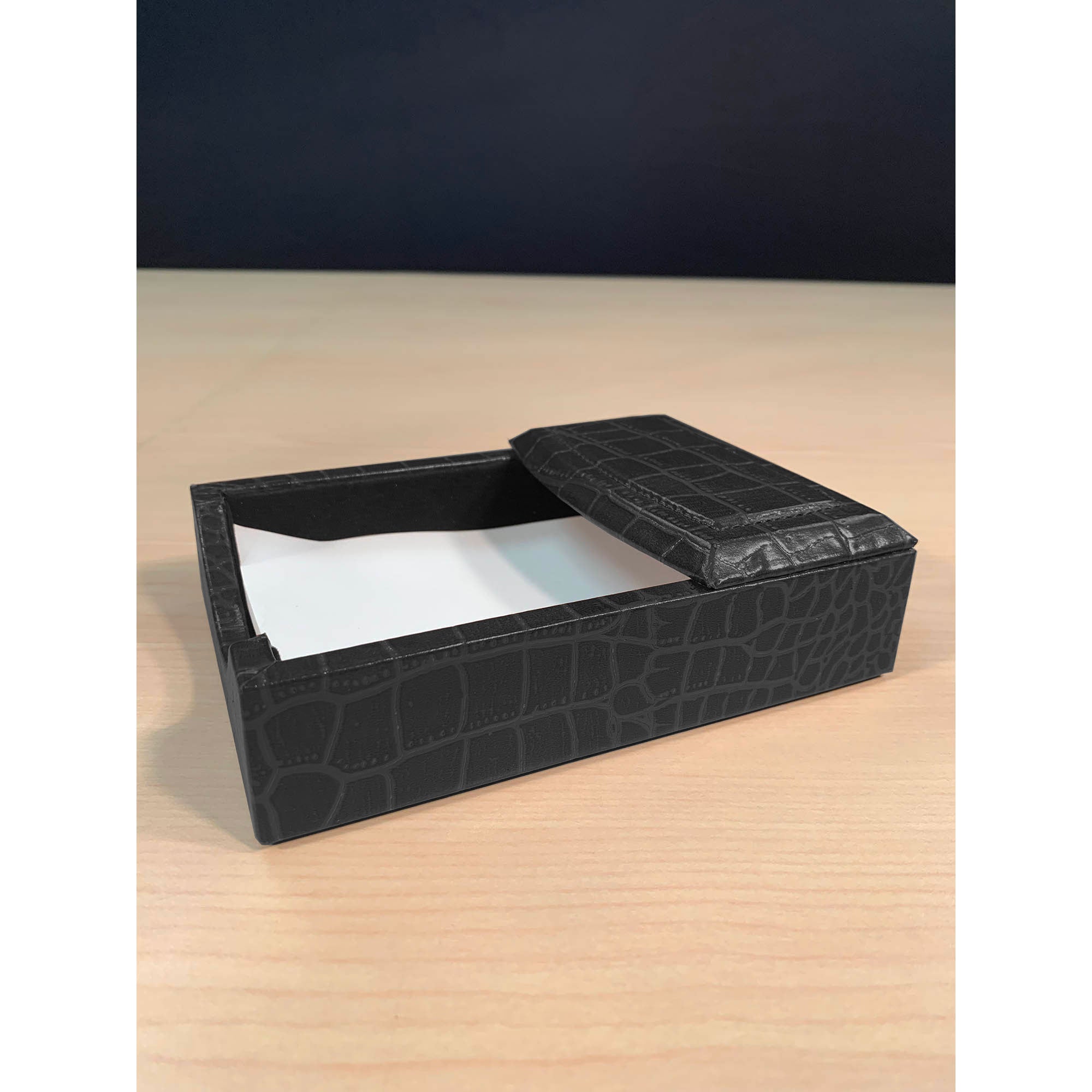 Black Crocodile Embossed Leather Desk Set, 7pc