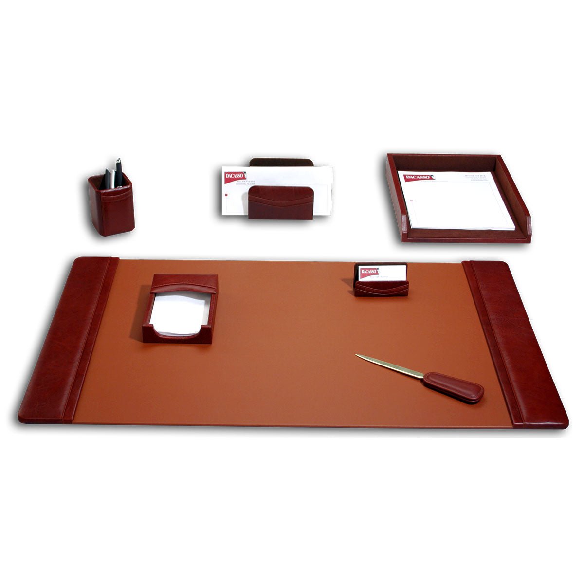 Mocha Leather Desk Set, 7pc