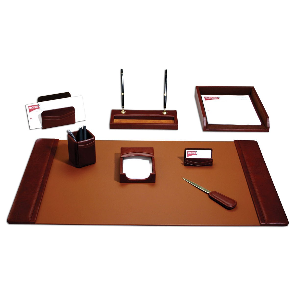Mocha Leather Desk Set, 8pc