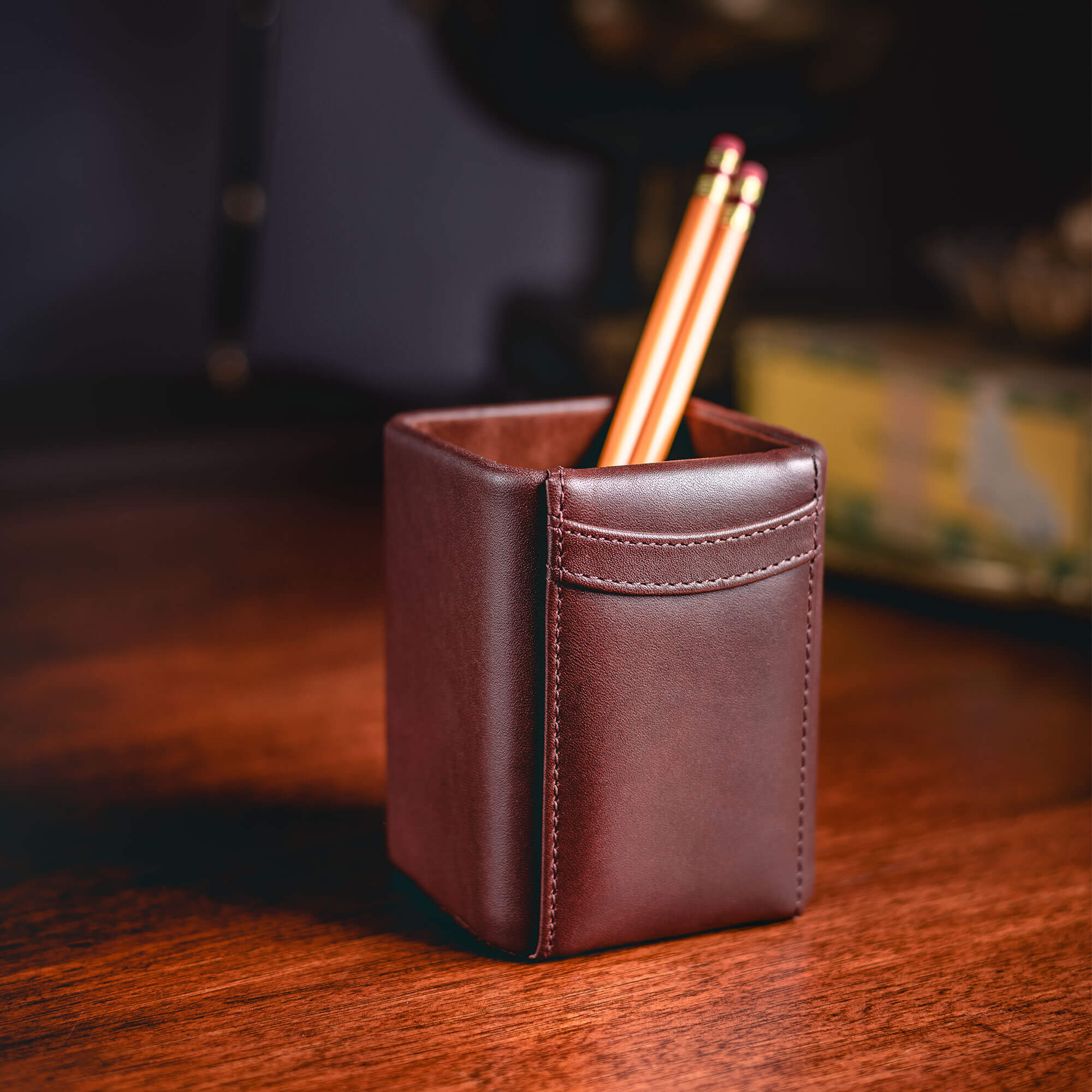 Chocolate Brown Leather 5pc Desk Set