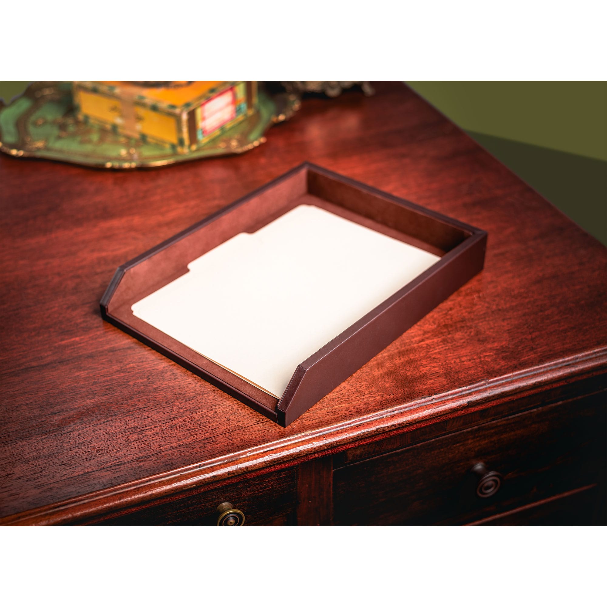 Chocolate Brown Leather 5pc Desk Set