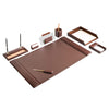 Chocolate Brown Leather Desk Set, 8pc