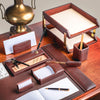 Chocolate Brown Leather Desk Set, 10pc
