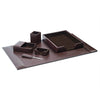Dark Brown Bonded Leather Desk Set, 6pc