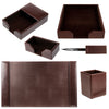 Dark Brown Bonded Leather Desk Set, 6pc