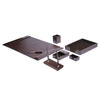 Dark Brown Bonded Leather Desk Set, 7pc