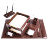 Dark Brown Bonded Leather Desk Set, 9pc