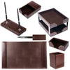 Dark Brown Bonded Leather Desk Set, 9pc
