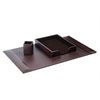 Dark Brown Bonded Leather Desk Set, 3pc