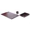 Dark Brown Bonded Leather Desk Set, 3pc