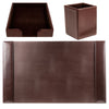 Dark Brown Bonded Leather Desk Set, 3pc