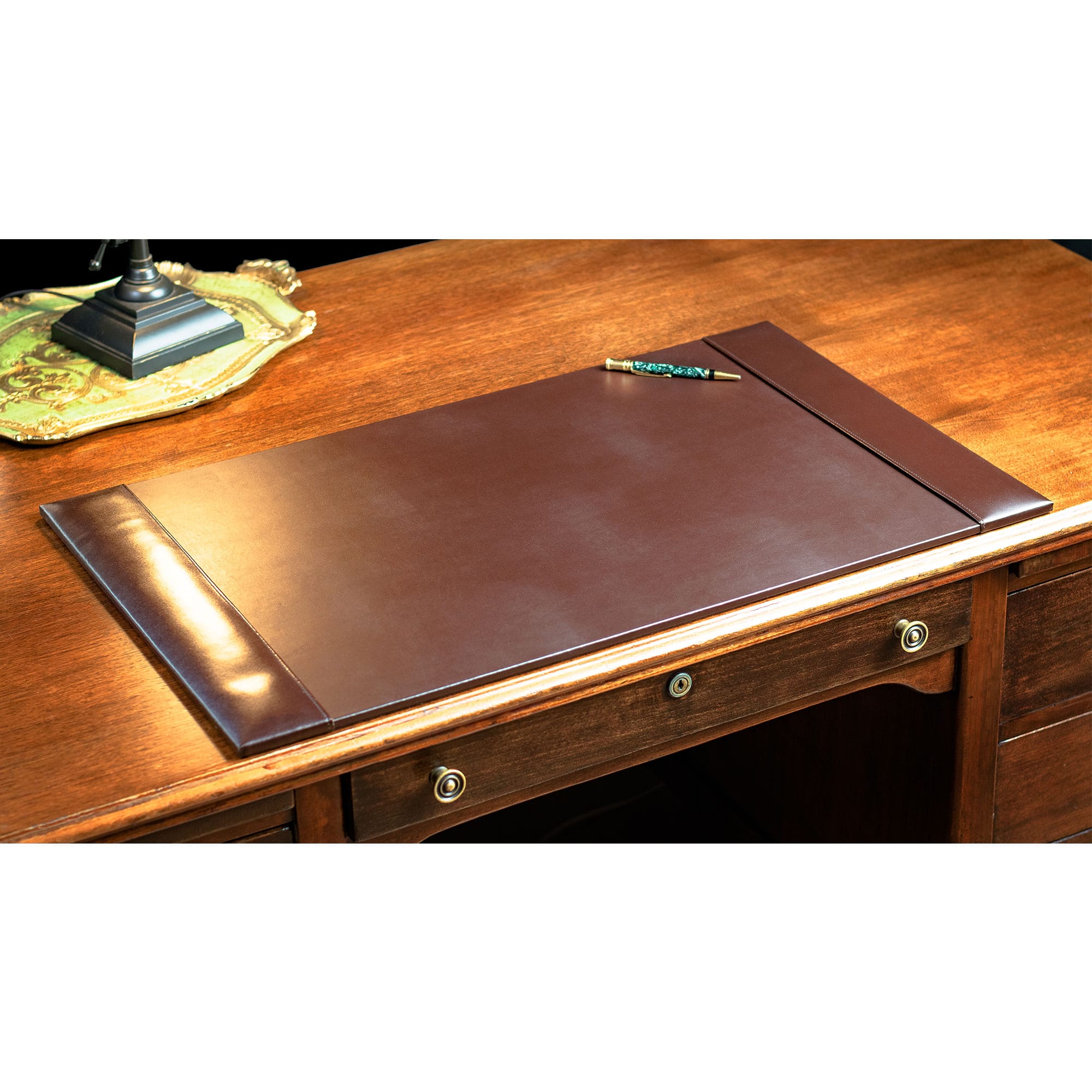 Dark Brown Bonded Leather Desk Set, 3pc