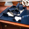 Navy Blue Bonded Leather Desk Set, 6pc