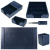 Navy Blue Bonded Leather Desk Set, 6pc
