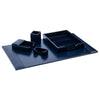 Navy Blue Bonded Leather Desk Set, 5pc