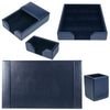 Navy Blue Bonded Leather Desk Set, 5pc
