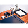 Navy Blue Bonded Leather Desk Set, 5pc