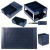 Navy Blue Bonded Leather Desk Set, 8pc