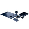 Navy Blue Bonded Leather Desk Set, 7pc