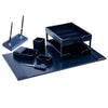 Navy Blue Bonded Leather Desk Set, 9pc