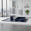 Navy Blue Bonded Leather Desk Set, 3pc