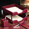 Burgundy Bonded Leather Desk Set, 8pc