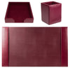 Burgundy Bonded Leather Desk Set, 3pc