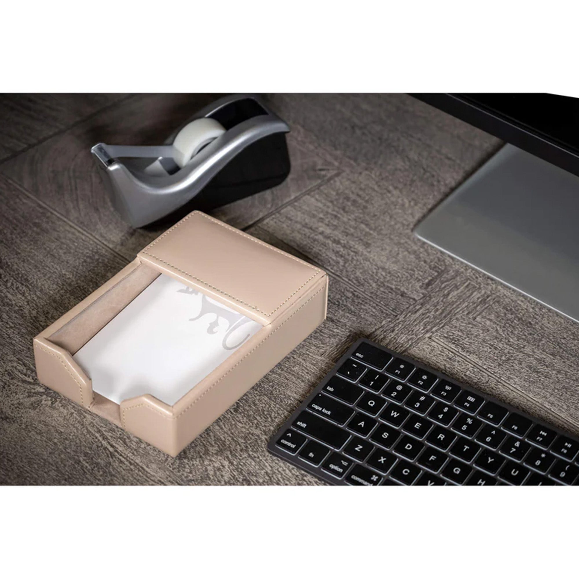 White Latte Bonded Leather Desk Set, 6pc