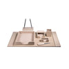 White Latte Bonded Leather Desk Set, 7pc